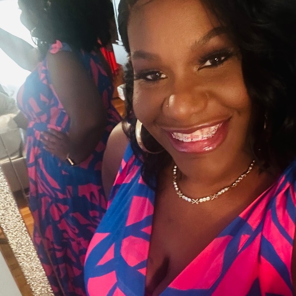 Fashion Nova Take Me To Barbados Maxi Dress - Pink/combo Size 1X - Picture 4 of 4